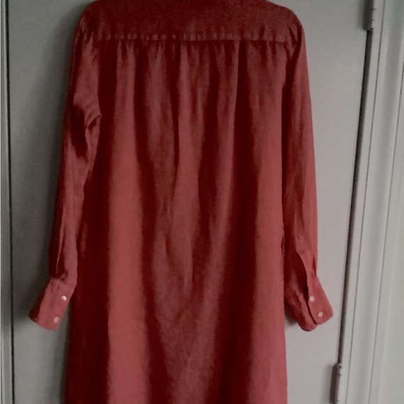 Benson NYC 100% Italian Linen Dress L Coral Orange - Picture 5 of 10